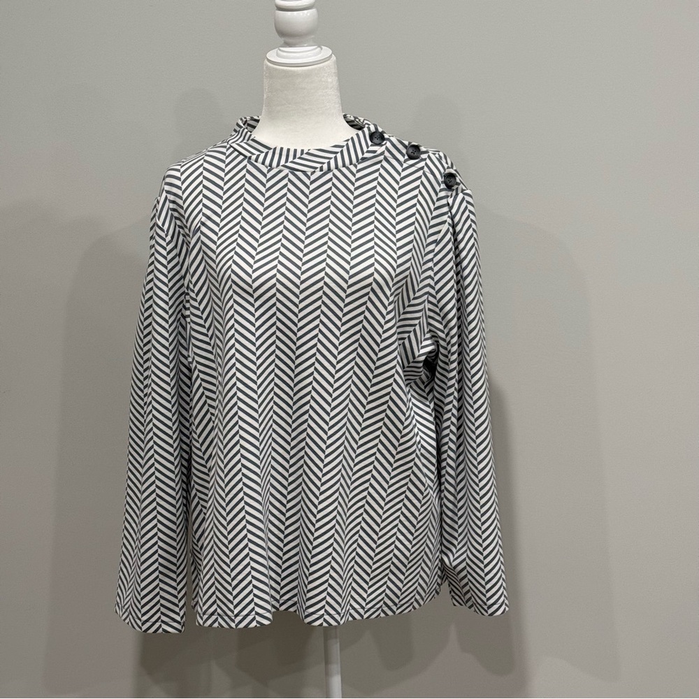 Ann Taylor Side Button Detail Herringbone Shirt